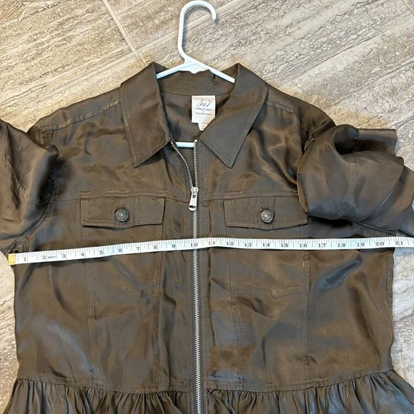 Cinq a Sept Helene Green Zip Peplum Jacket Size Medium - Picture 6 of 14